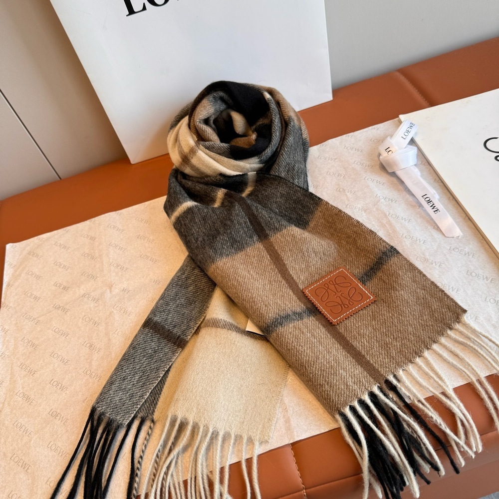 Loewe logo pattern black-brown scarf